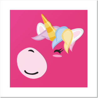 Kawaii Cute Unicorn Smiling Face Lover Posters and Art